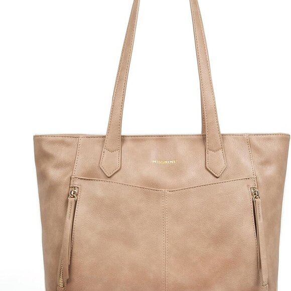 Handbags - Leather Tote Bag Women Zipper Large Capacity Work Travel Casual